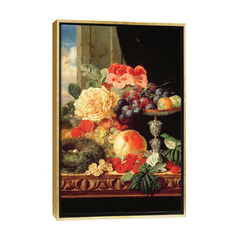 iCanvas "A Still Life of Fruit and Flowers" by Edward Ladell Framed
